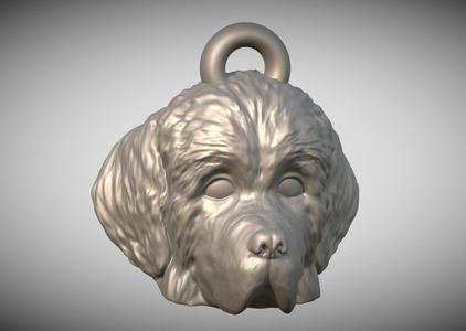 Puppy of Newfoundland head key ring for 3D printing