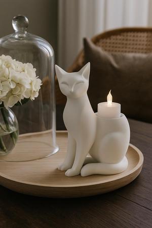 Moonlight Cat LED Candle Holder - Elegant & Minimalist Decor