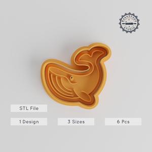 Whale Shape Cutter & Stamp Set, Cookie & Fondant Tool, Ocean Wildlife Design, 3 Sizes, 6 Pieces PRODUCT_5584