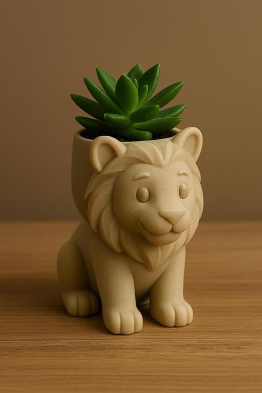 Lion Planter – Cute 3D Printable Animal Pot for Succulents