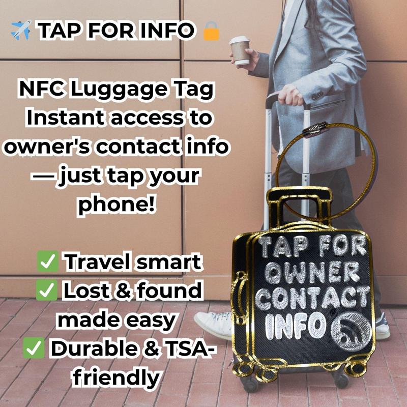 Travel NFC Luggage Tag – Tap for Owner Contact Info STL
