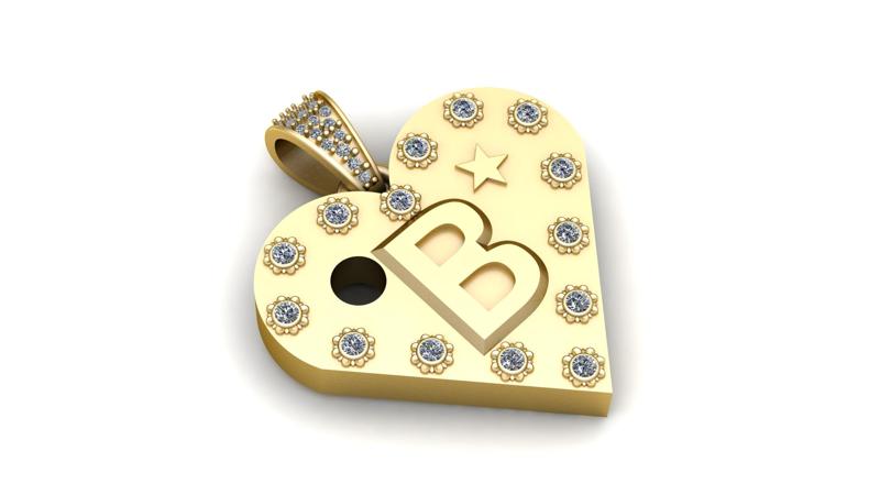 B  GOLD HEART PENDANT 3d printable model