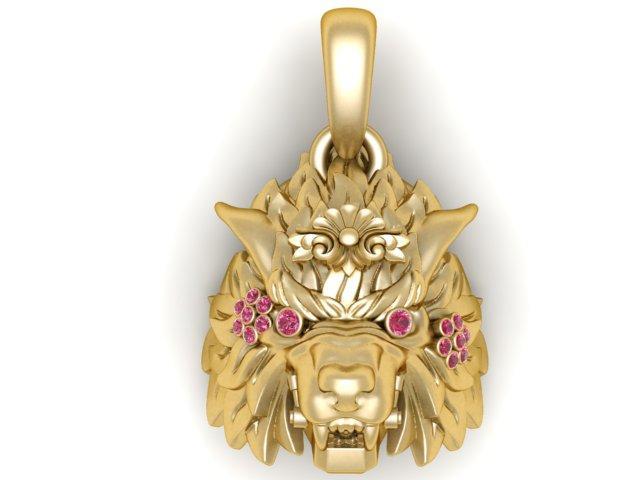 LION HEAD PENDANT 3D PRINTABLE MODEL