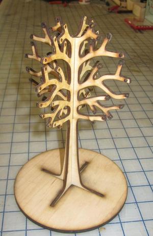 Lasered Jewelry Tree with base.  