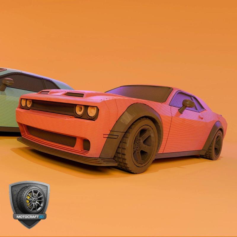 Bold Muscle Challenger Car - Printable 3d model - STL files - Personal Use