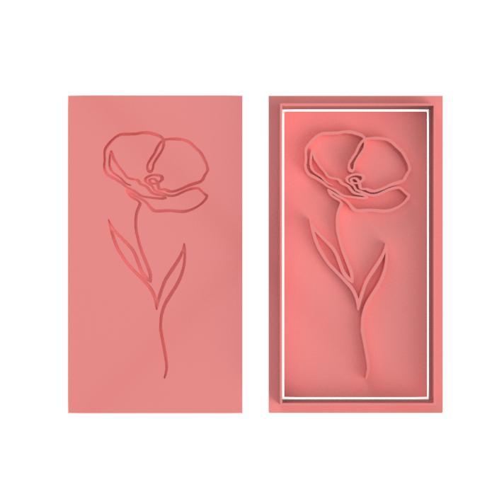 Poppy Flower Outline Line Cookie Cutter Stamp Debosser Embosser