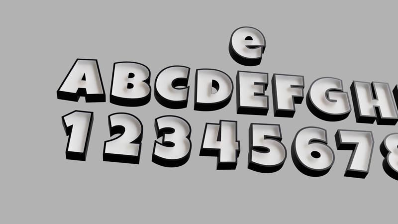 Luckiest Guy 3D font letters for lettering or LED name lamps LEDBOX