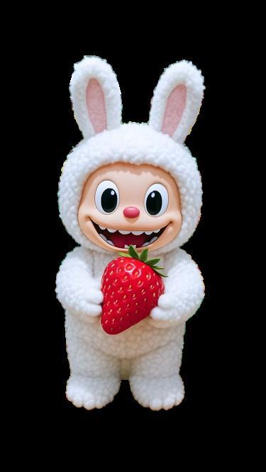 🍓 Labubu Doll Picks a Juicy Strawberry 🍓