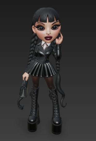 Wednesday BRATZ Doll, Figurine, girl, beautiful girl, doll, female doll, doll in dress, shoes and with long hair. Rapunzel, princesses, Disney, Disney princesses, BRATZ fashion doll, bright doll