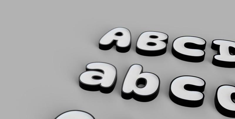 DynaPuff 3D font with 3 different inlays