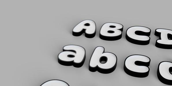 DynaPuff 3D font with 3 different inlays