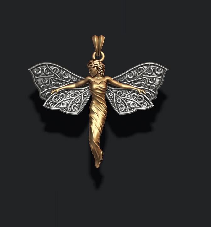 Butterfly girl pendant 3D print model