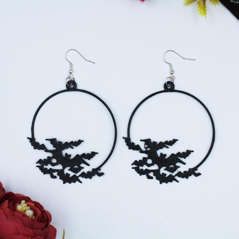 Halloween Bat Group Hoop Earrings Chain Necklance Scare