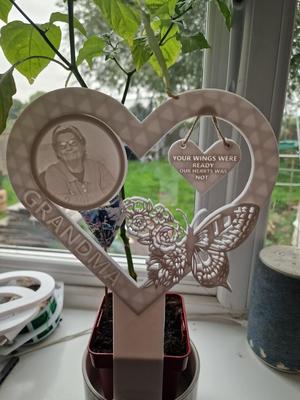 Grandma memorial heart with litho frame