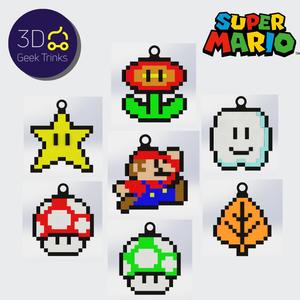 Mario Bros Power Ups pixelart key rings pack