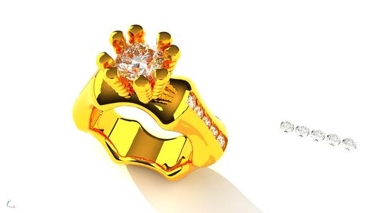 Wavy channel curve Set Engagement Ring