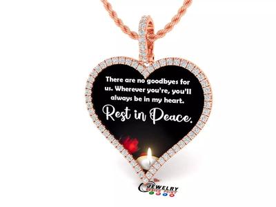 Custom Heart Picture Pendant with Diamond - Memory Pendant