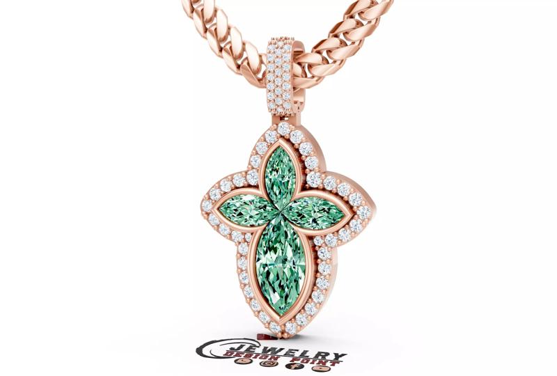 Custom Cross Marquees Diamond Pendant - Cross Necklace