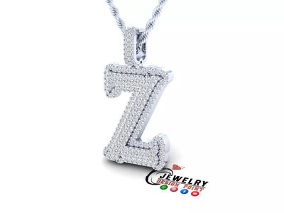 Custom Initial Z Letter Diamond  A to Z Alphabet  Necklace