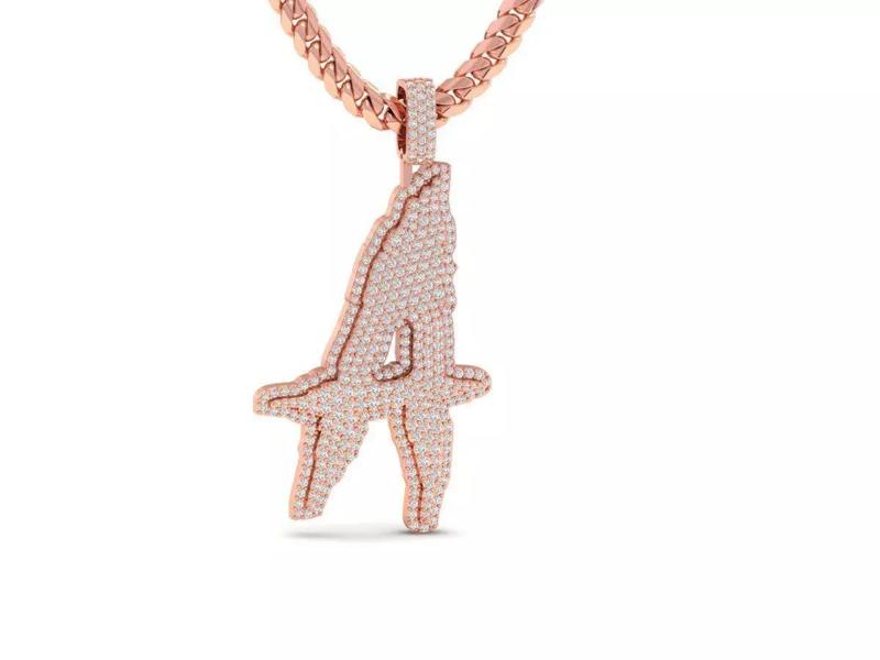 Custom A  Letter Diamond Pendant -
