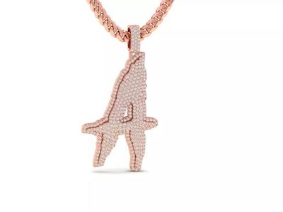 Custom A  Letter Diamond Pendant -