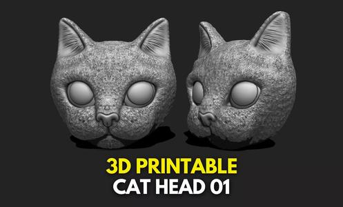 Cat Head 01 Pendant Keychain - 3D STL File for 3D Printing