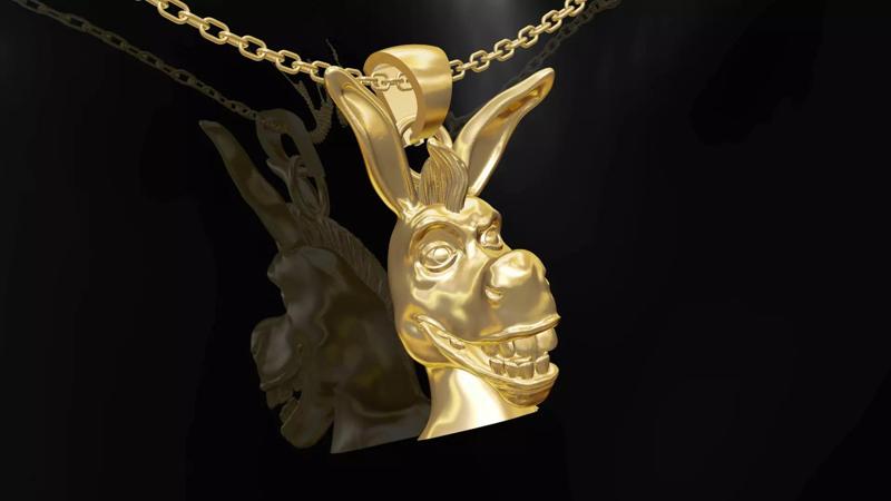 Head Donkey From Shrek pendant jewelry gold