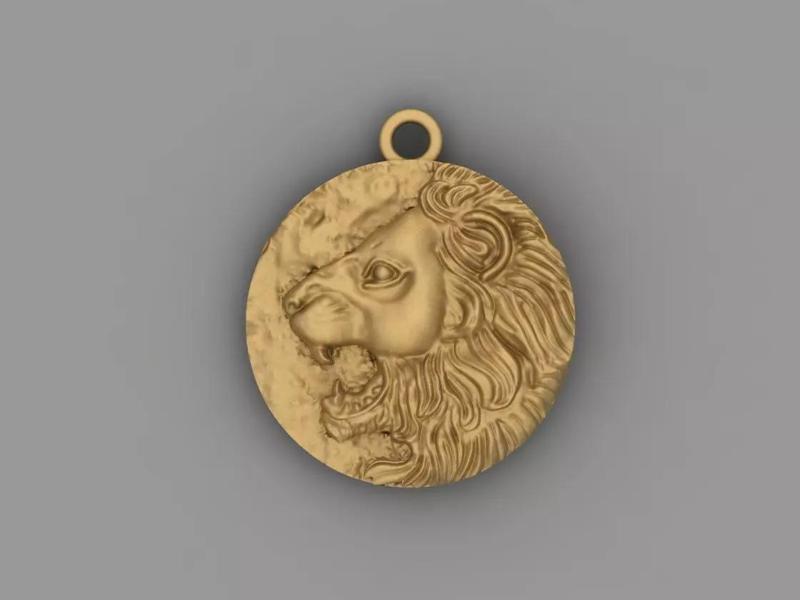 ROARING LION HEAD MEDALLION  3D MODEL STL COIN