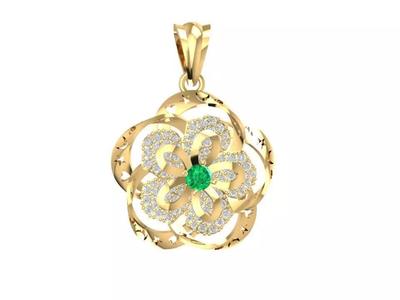Elegant Floral Diamond Pendant with Gemstone Center 1748