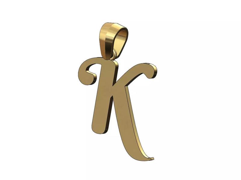K letter initial berkshire swash font pendant charm bail