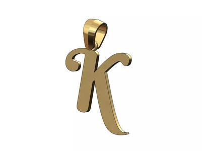 K letter initial berkshire swash font pendant charm bail