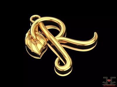0242 - R Letter  Leaf Pendant - JCADHub