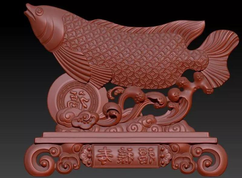LUCKY DRAGON FISH WITH COIN AND FISH SCALES