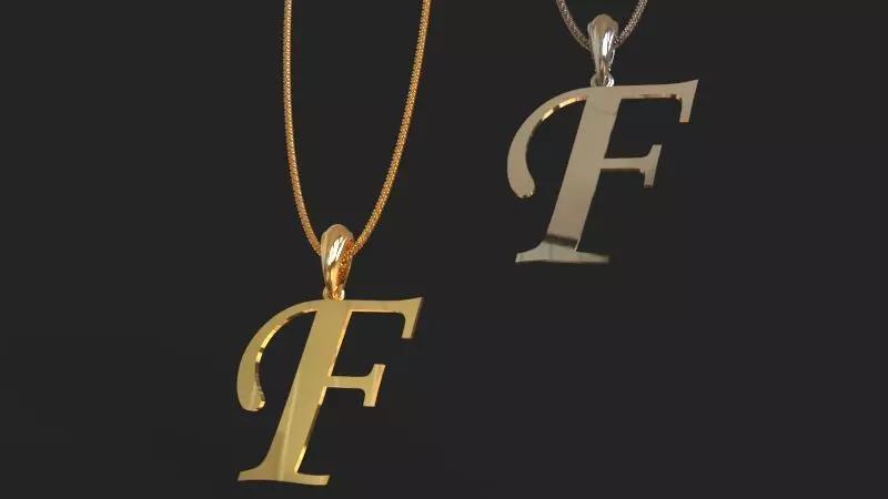 Letter F NECKLACE 3D print model