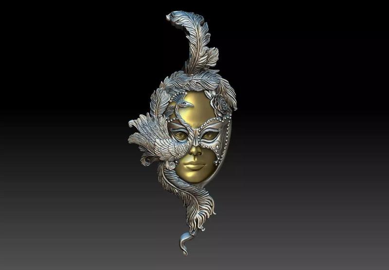 Lady Peacock Venetian Carnival Mask pendant