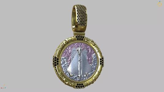 Revolving Pend Sacred Heart Jesus and Our Lady of Aparecida
