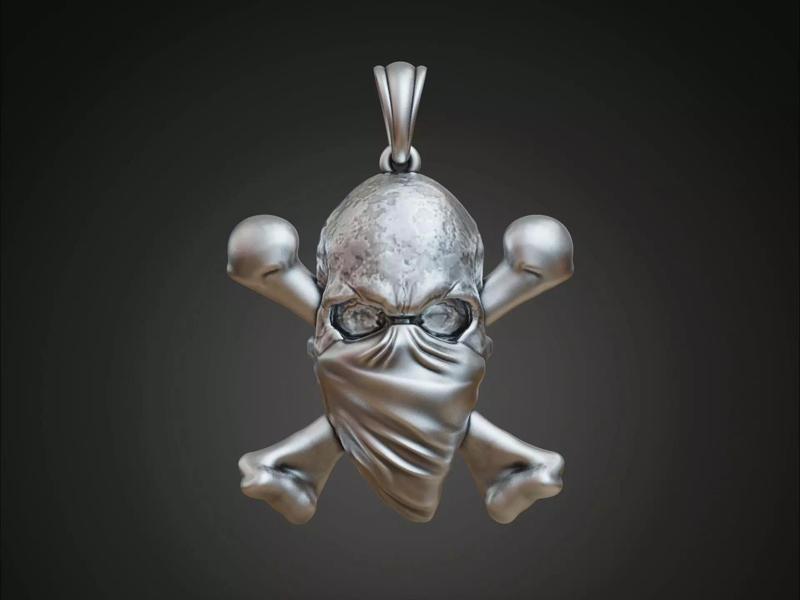 Mobb Face Bandana Skull Bones Pendant
