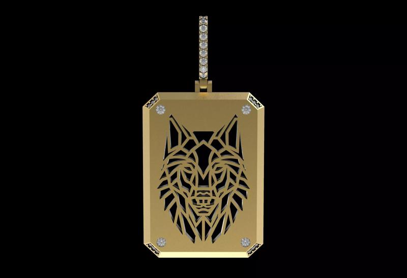 Gold Wolf Diamond Pendant
