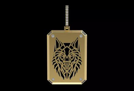 Gold Wolf Diamond Pendant