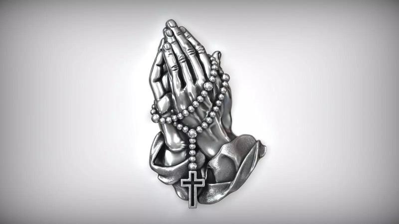 Pray Hand Holy Rosary Cross Christian Catholic Amulet