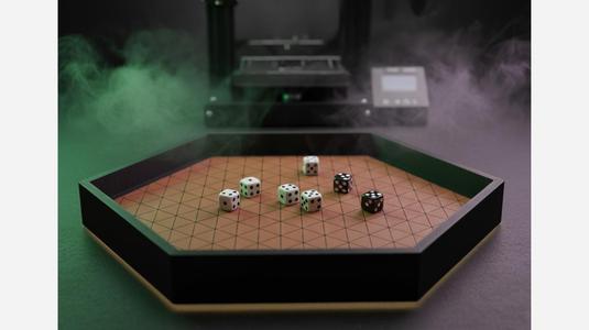 Hex Dice Tray with Custom Inserts (Wood Effect)