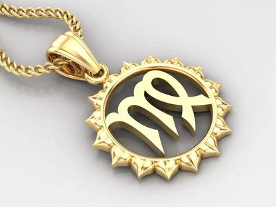 Sun Virgo Light Gold Pendant Version 7