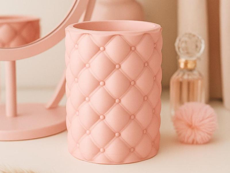 Blush Quilted Holder – Soft Glam for Your Space