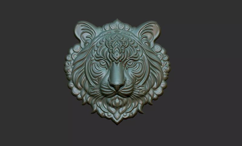 Tiger Pendant Bas Relief 01