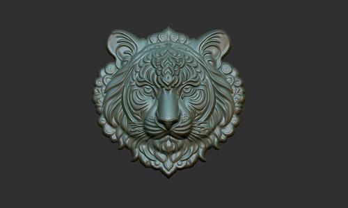 Tiger Pendant Bas Relief 01