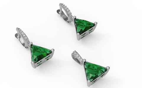 Triangle medallion and earrings