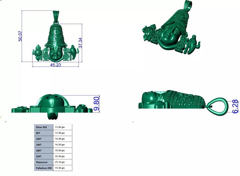 tirupati balaji Pendant hollow