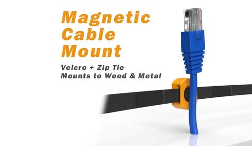Universal Compact Cable Mount (Velcro, Zip Tie, Magnet, Screw Compatible)