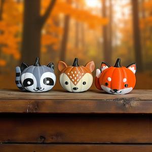Chibi Animal Pumpkins Pack 2 - Fox, Deer, Raccoon