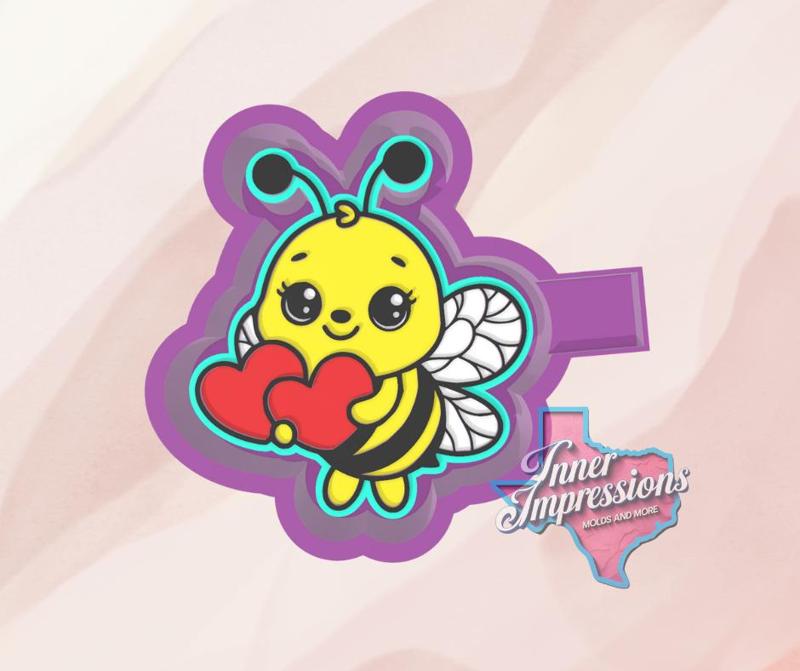 Cute Bee with Hearts Freshie Mold